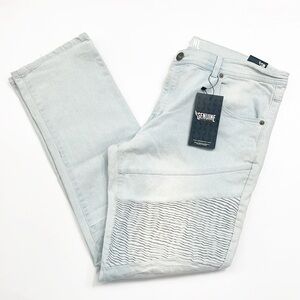 NEW Genuine light wash moto denim jeans